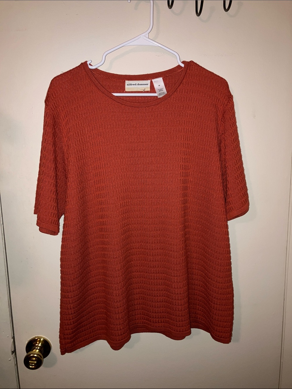Alfred Dunner Rust Textured Short Sleeve Tee
